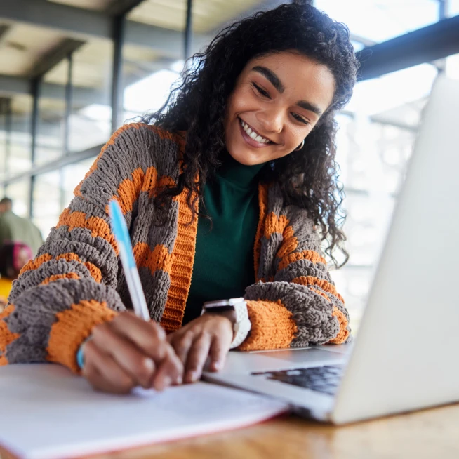 Student preparing notes provided by Brightspeed Internet.