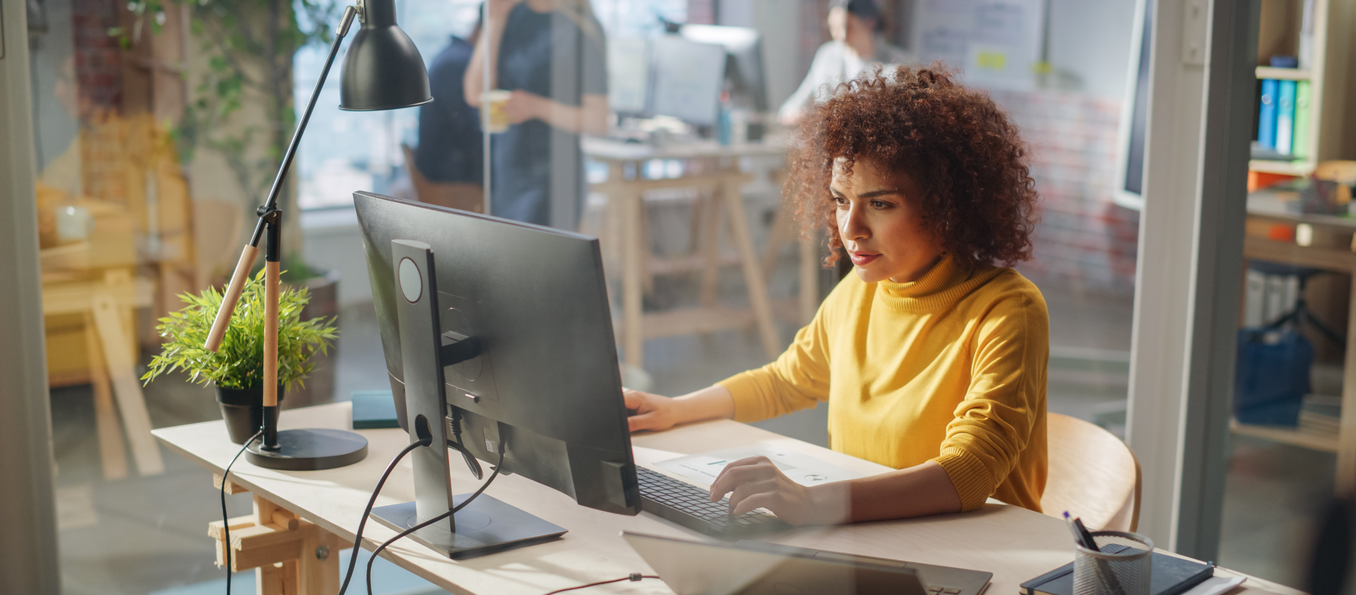 Person working on computer. 